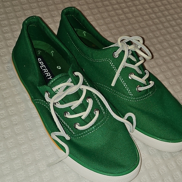Sperry Green Canvas Sneakers - Picture 2 of 5